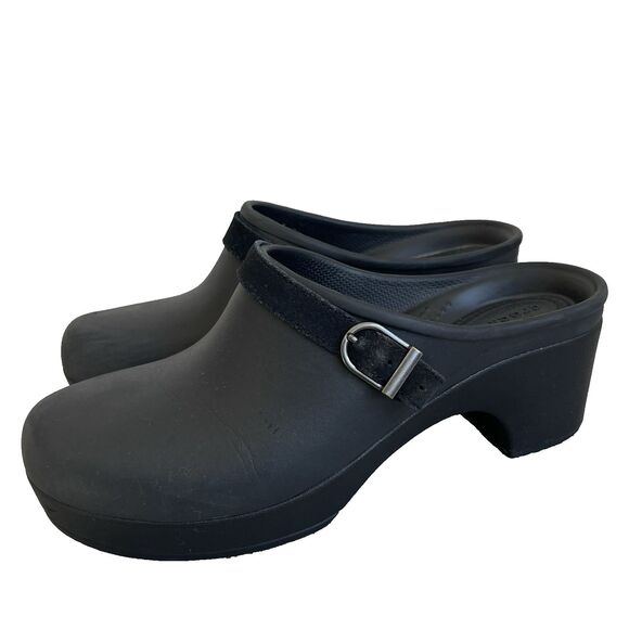 Crocs Women's Sarah Dual Comfort Slip On Mules Clogs Size 9 Black - Picture 1 of 15
